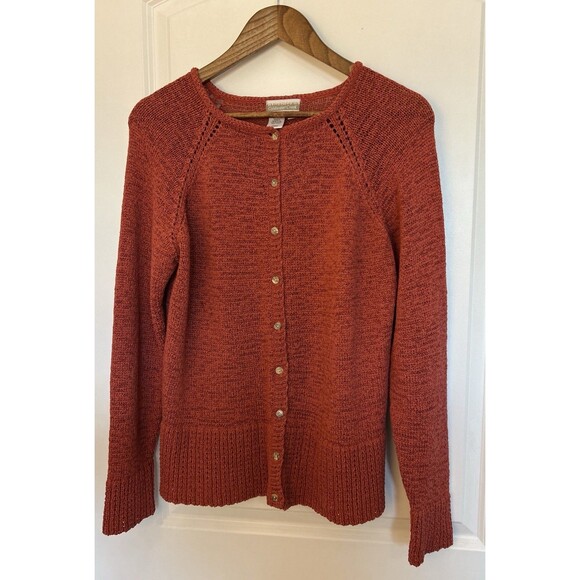 Coldwater Creek Sweaters - Coldwater Creek Cardigan Medium Button Textured Open Knit Autumn Fall Rust